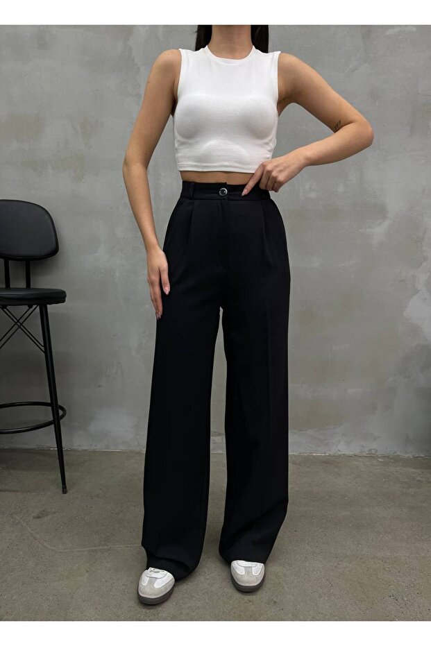 Pleated Fabric Plaszo Pants NO SHOW INNER