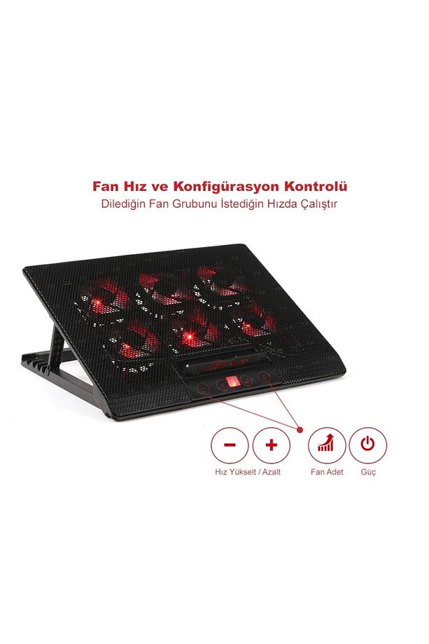 Acnbred Red Alert 6 Led Fanlı Dijital Fan Kontrolcülü, Yükseklik Ayarlı Sogutucu - 2