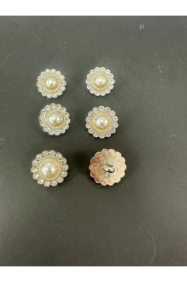 POLNET BUTTON incili Taşlı 6 lı Set Metalize 40 Boy Düğme - 3
