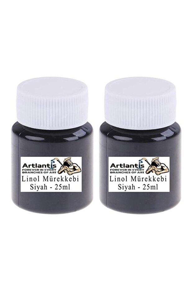 Linol Mürekkebi Siyah 25 ml 2 Adet Linol Baskı Mürekkebi Blok Baskı Sanat Hobi - 1