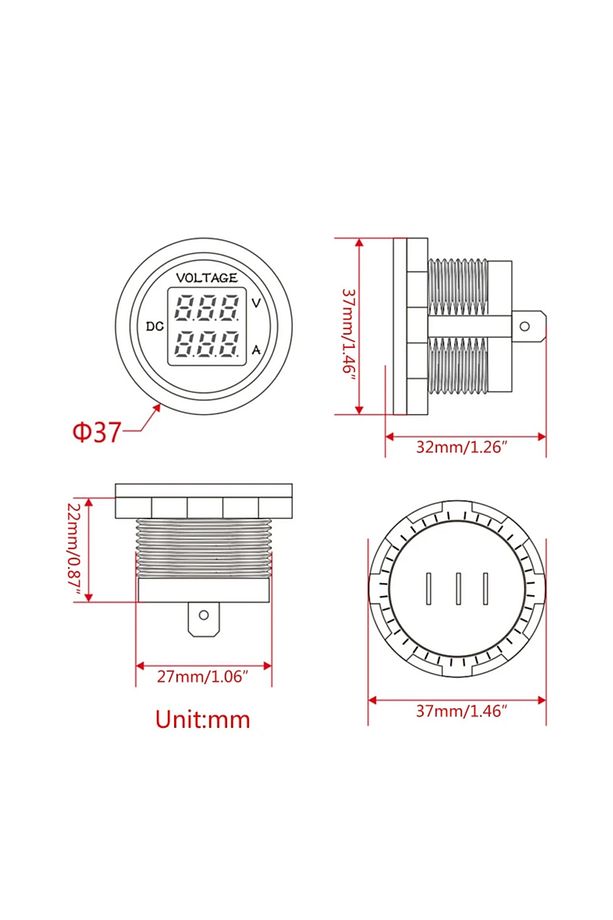 Dc12v/24v Dijital Voltmetre Ampermetre - 4