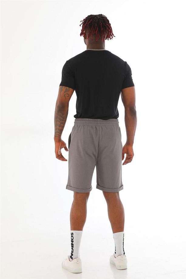 Erkek Regular Fit Duble Paça %100 Pamuklu Şort-Granit Gri - 5