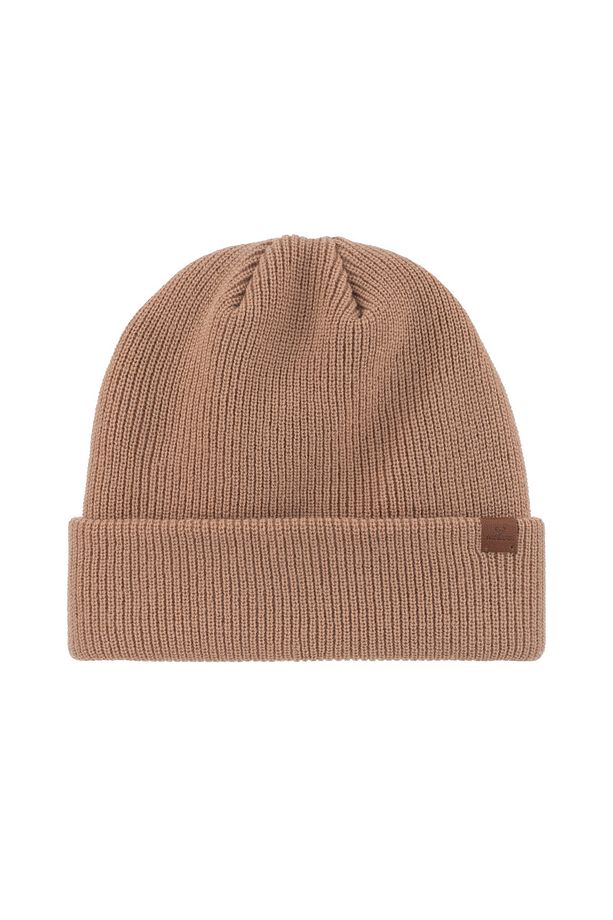 Unisex Bej Akrilik Düz Yumuşak Triko Bere Esnek Çift Katlamalı Kışlık Logolu Basic Fitilli Pumb - 4