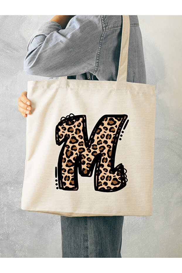 نمط حرف M الفهد، Y2 Pinterest Retro Tote Bag، حقيبة هدايا