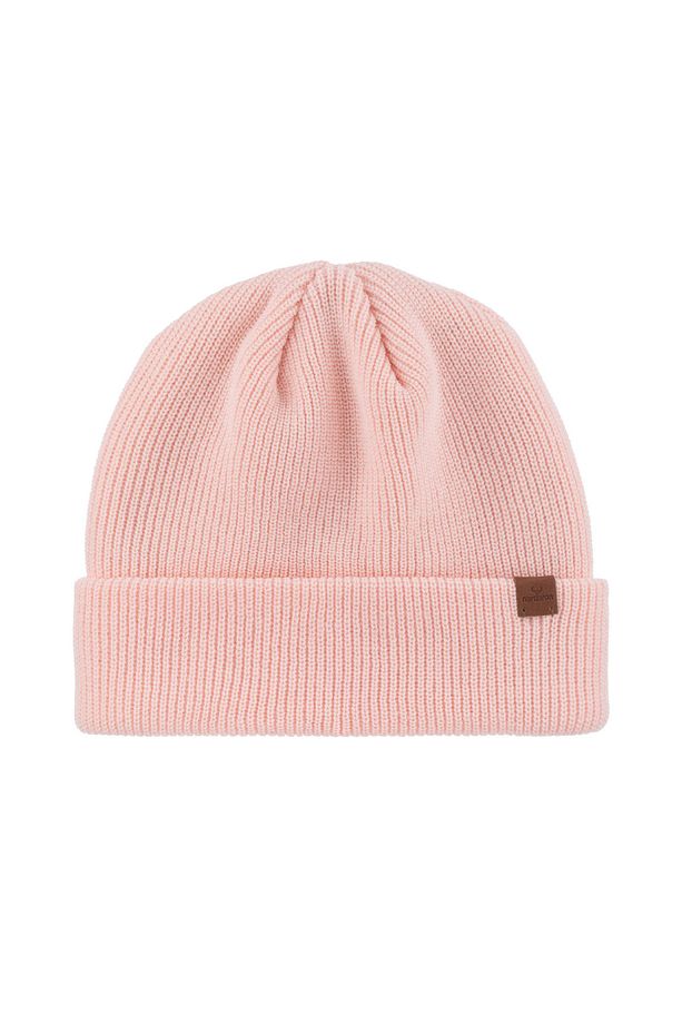 Unisex Açık Gül Triko Akrilik Düz Yumuşak Bere Logolu Esnek Kışlık Çift Katlamalı Basic Pumb - 4
