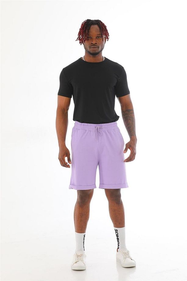 Erkek Regular Fit Duble Paça %100 Pamuklu Şort-lila - 1