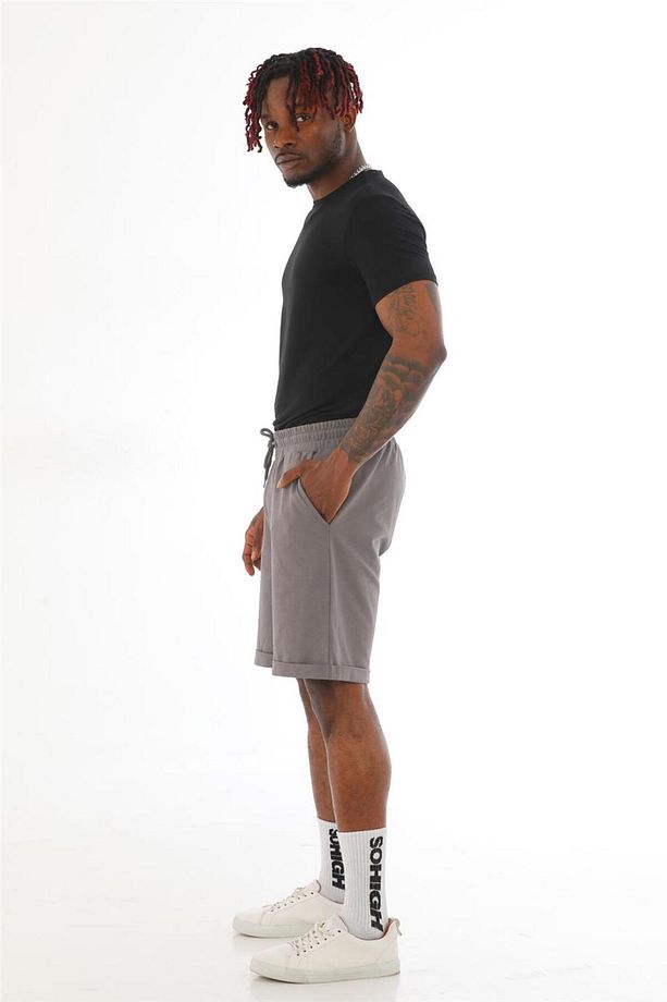 Erkek Regular Fit Duble Paça %100 Pamuklu Şort-Granit Gri - 4