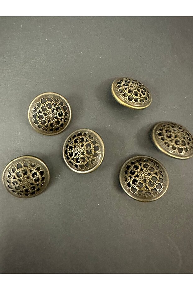 Polnet Button Metal Lace Patterned Jacket Blazer Button 40 Size Set of 6 - 4