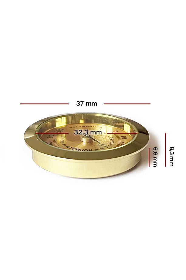 Analog Higrometre Nem Ölçer Humidor Puro Kutusu Için Metal Çerçeve Sarı 37mm - 4