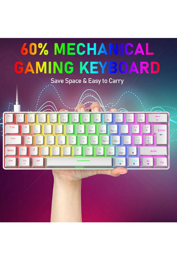 T60 Mavi Switch Mekanik Beyaz Klavye Kablolu Gaming Driverli Oyuncu Klavyesi T60 Mini Q Klavye - 6