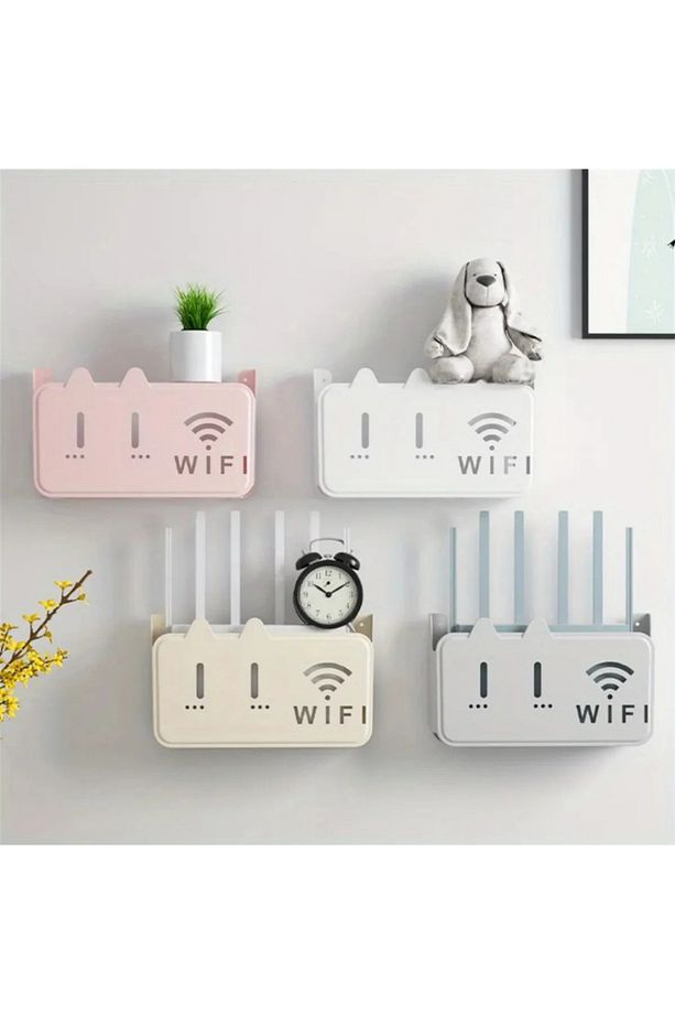 Beyaz Polikarbon Wifi Kutusu Kedi Desenli Duvar Asılabilir Sigorta Ve Modem Saklama Kutusu 25x15x6 C - 2
