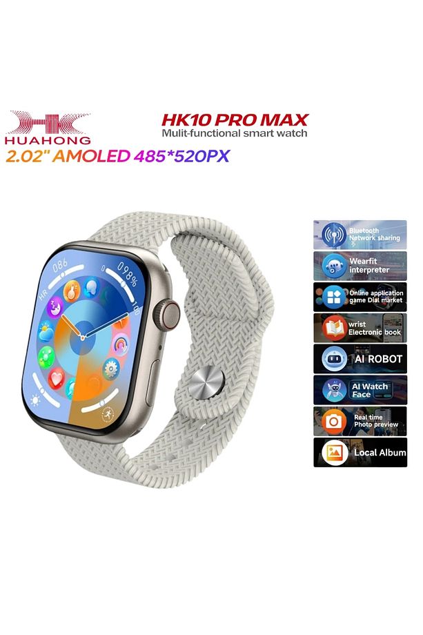 HK10 Pro Max Plus AMOLED Akıllı Saat Erkek Kadın Spor Saatler Serisi 10  APP AI Robot Smartwatch Güm - 1