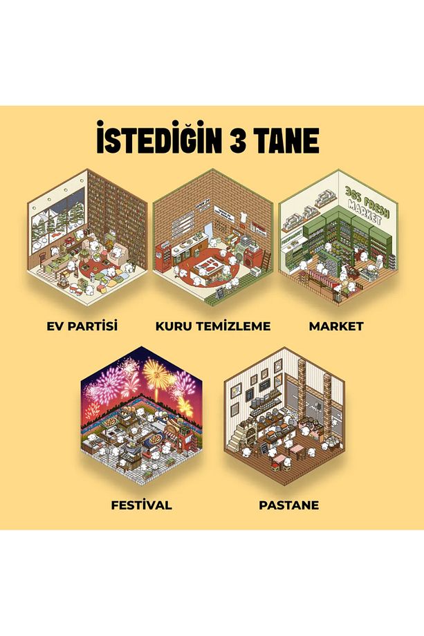 3'lü Paket Izometrik Sticker Seti Yapışkanlı Çıkartma 3d Etiket - 4