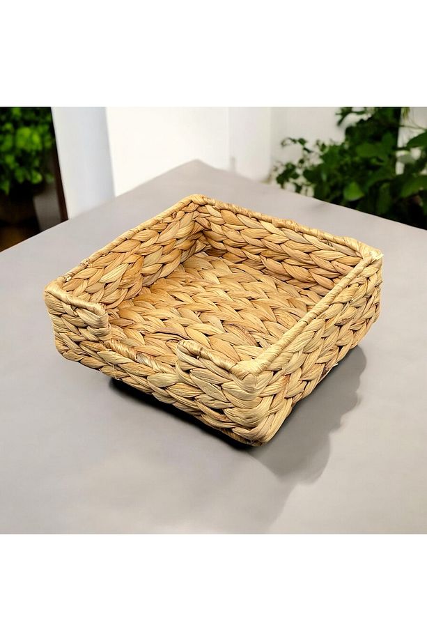 Hasır Peçetelik Saklama Kutusu Organizer Kare 18CM - 1