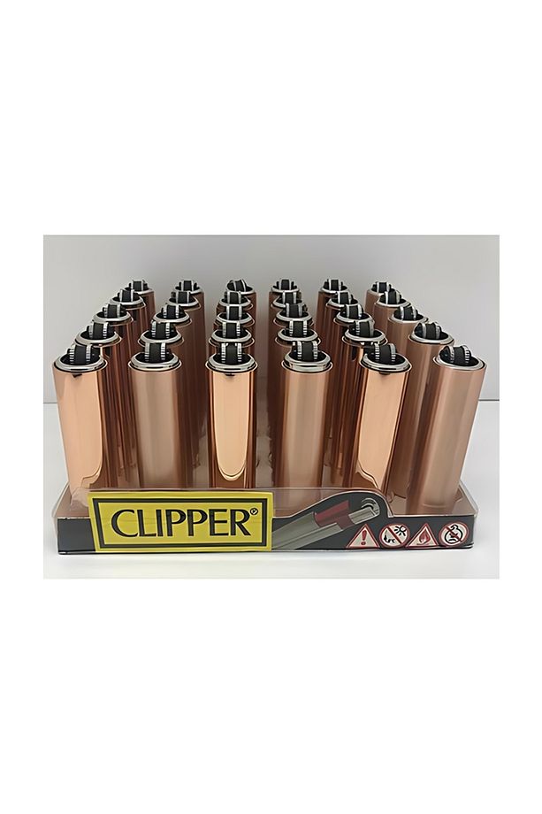 CLİPPER BRONZ KAPLAMALI METAL TAŞLI  ÇAKMAK 30 ADET - 2