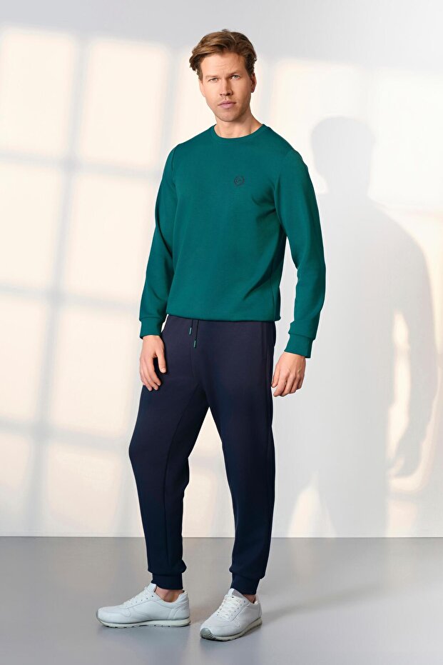 Men's Green Sweatshirt Navy Blue Jogger Tracksuit Pajama Set 25K4549