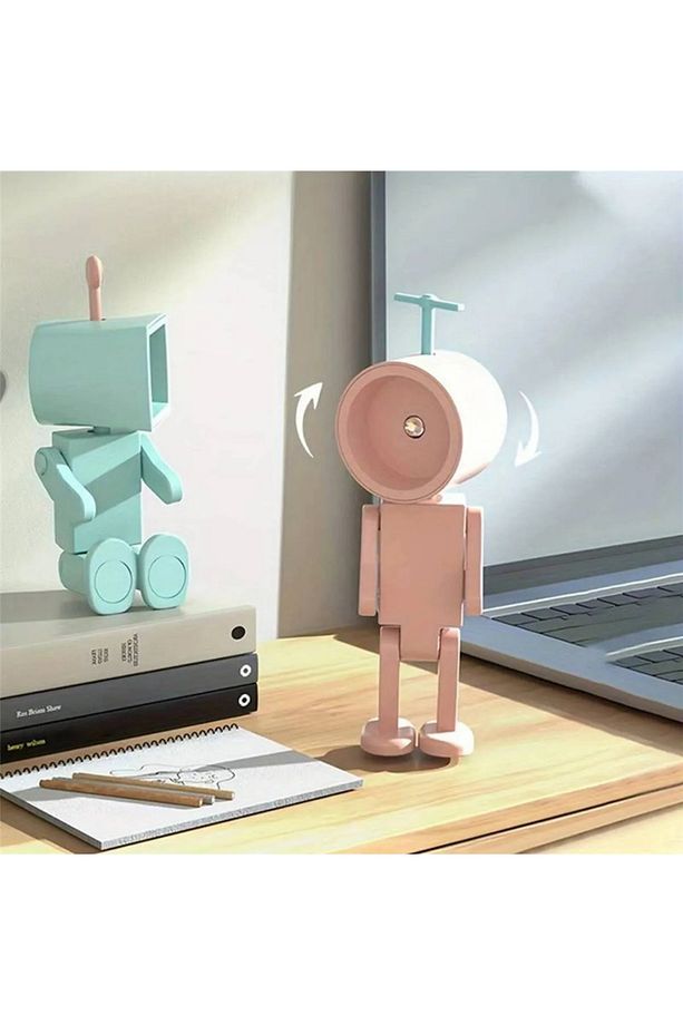 Robot Şeklinde Masa Üstü Lamba ve Telefon Tutacağı Kare Şekilli Sarı Lambalı - 5