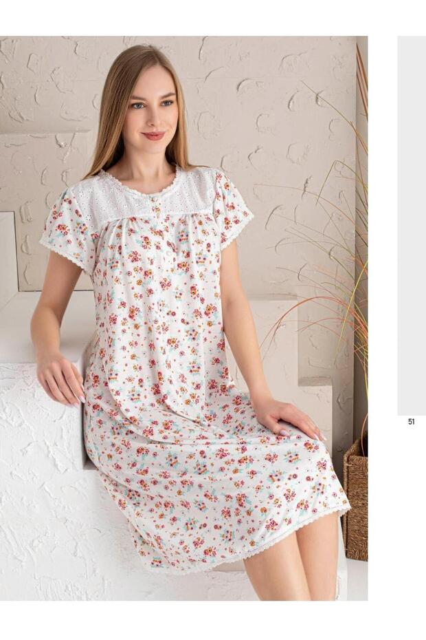 Limissi 23702 Women's Floral Applique Print Nightgown