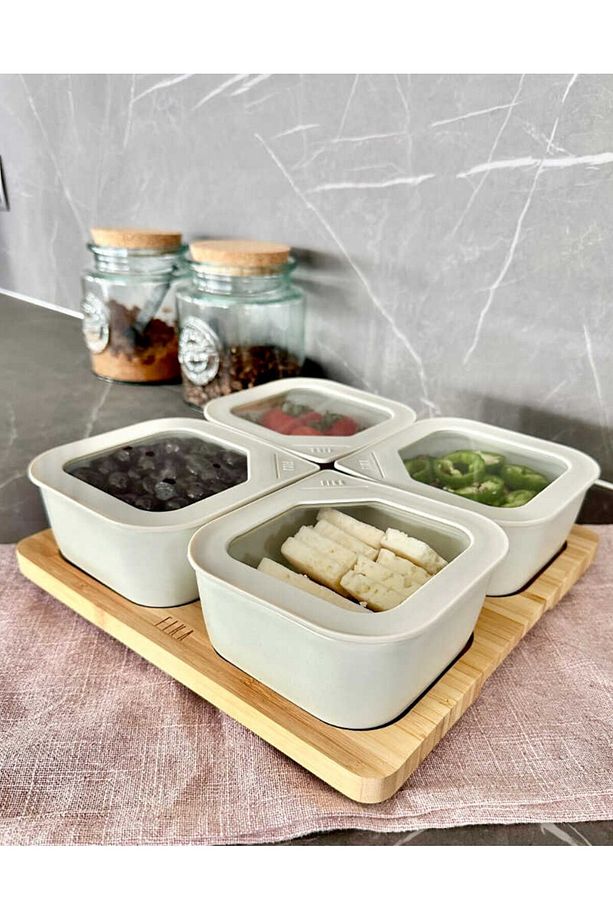 Fika One 4'lü Kahvaltı Mutfak Set Bej İskandinav Tasarım 1 Adet - 2