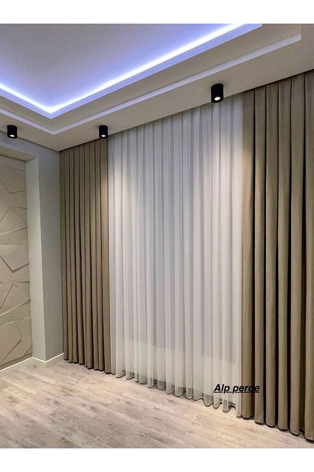 Grek Modern Tül Perde 1/3 Pilelidir Etek Kurşunludur (SIK PİLELİ) - 2