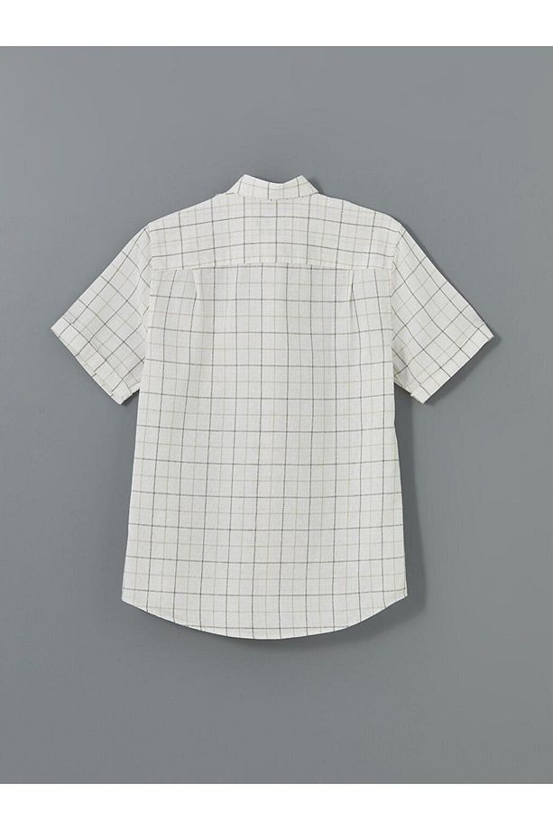 LCWAIKIKI Classic Regular Fit Kısa Kollu Ekose Armürlü Erkek Gömlek - 6