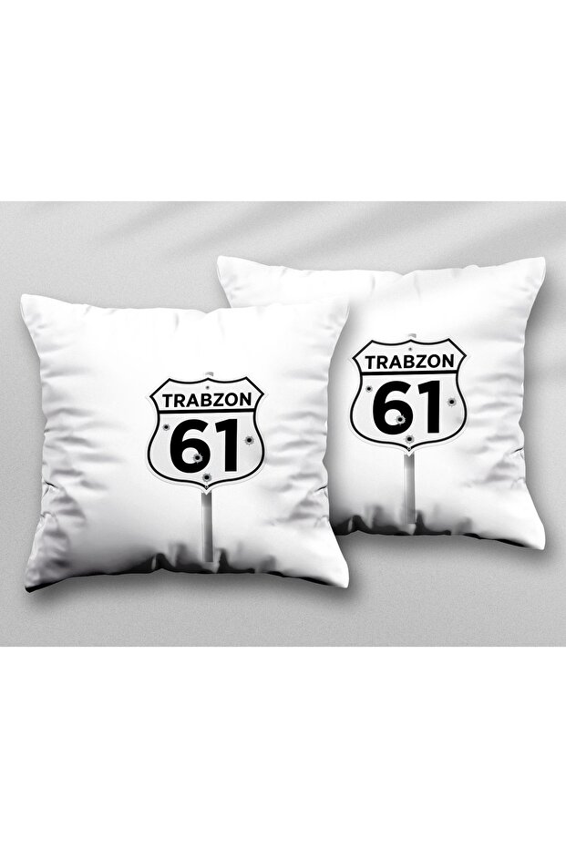 Trabzon 61 Plate - Two Pcs, Washable Pillow, Printed Throw Pillow Cover
