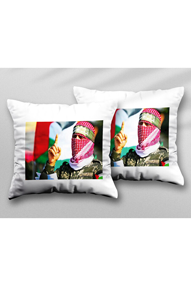 غطاء وسادة قابل للغسل ومطبوع على الجانبين من قطعتين من فلسطين من Kassam Brigade