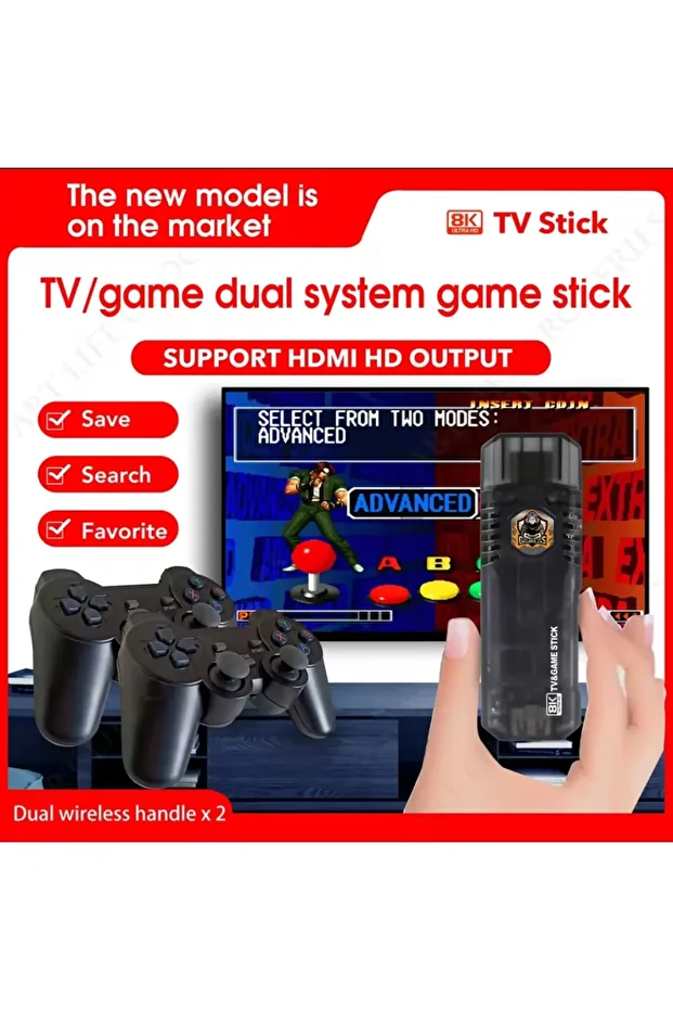 Kumandalı Android TV Game X8 8K5G Retro Atari Joystick PS1AtariSega Çift Kişilik 10000 Oyun Konsolu - 4
