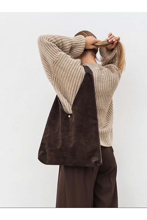 Hakiki süet deri çanta Yeni sezon basic - 1