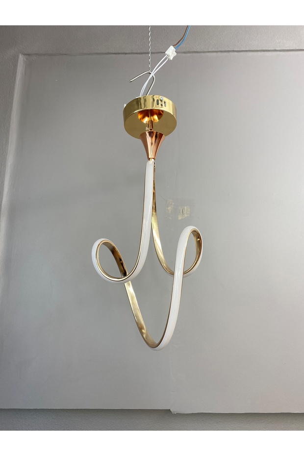 Yüksek Aydınlatmalı Badem Model Gold  kaplama tek top sarkıt modern 3 renk led avize - 5