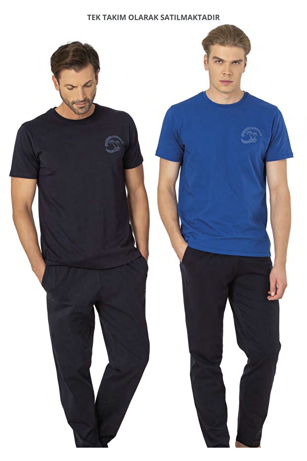 Licensed Men's 100% Cotton Short Sleeve Crew Neck and Pocket Suit