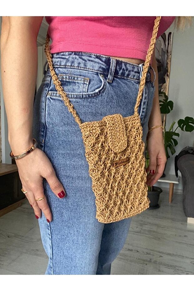 Hand Knitted Mobile Phone Straw Bag Goldenbee Special Series Hsr-104