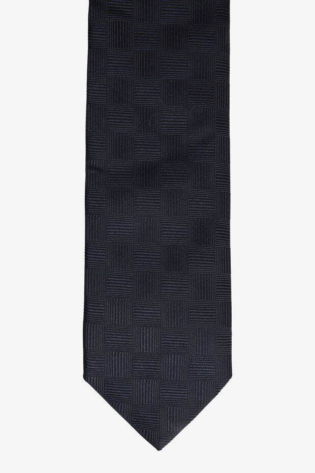 ربطة عنق حريرية سوداء منقوشة للرجال - 2