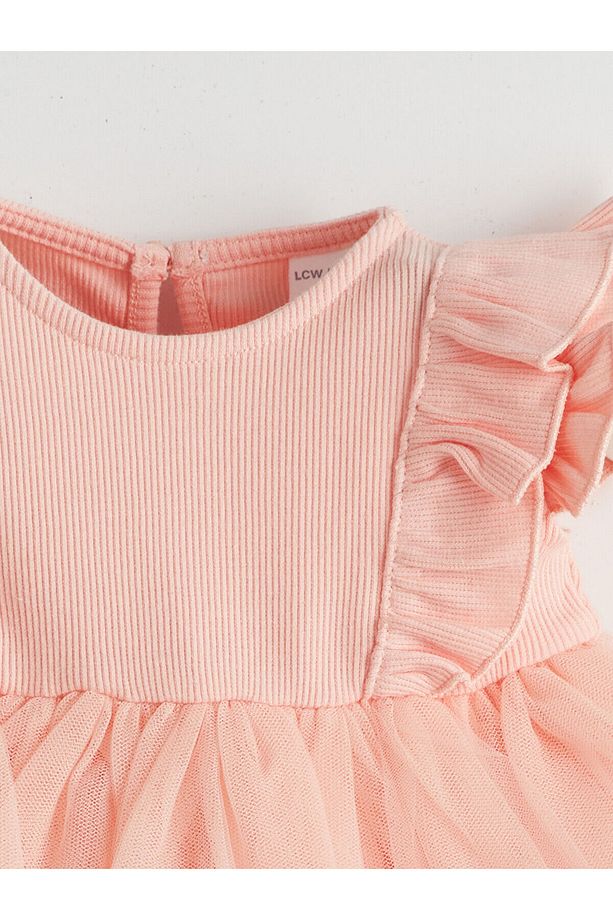 LCW baby Pembe Basic Dantel Tüllü Kız Bebek Elbise - 3