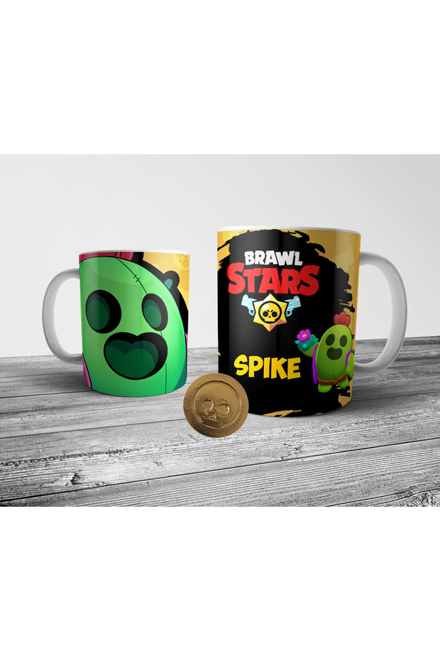 Brawl Stars Spike Mug Cup - Set of 6 and Gold Coin Figures