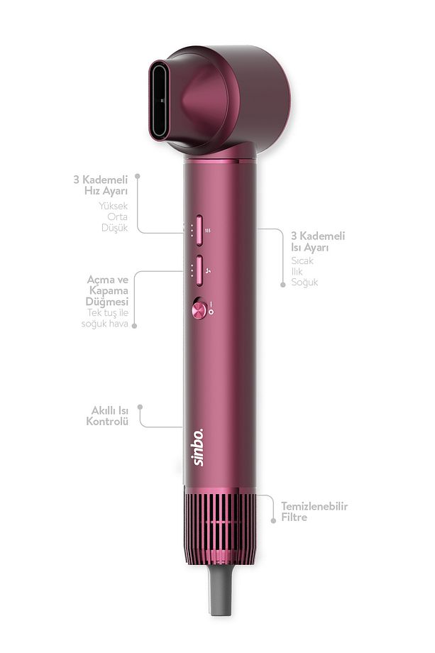 Pro Compact Uzun Multi-styler Hava Üfleme 5in1 Saç Şekillendirici Bldc Shd-1729 Royal Gilded Red - 6