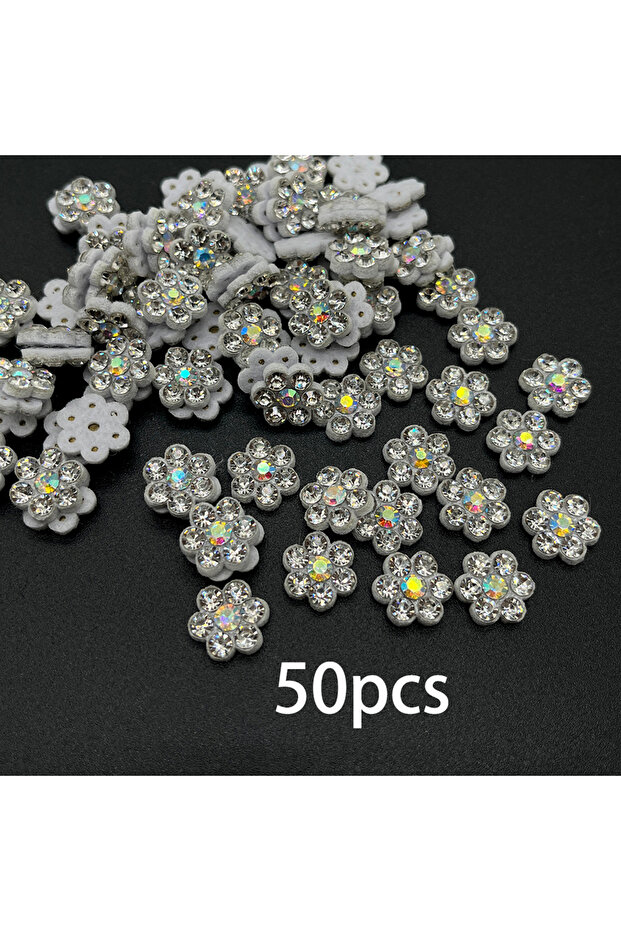 whiteAB 50pcs 3D Sew-On Diy Patch Cute Patches for Clothing Flower Patches Sew on Patches Pearl