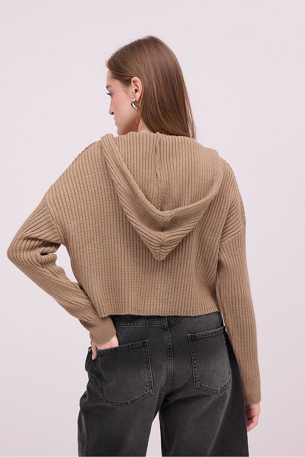 Kapüşonlu Fermuarlı Triko Hırka H3391-C13 - 5