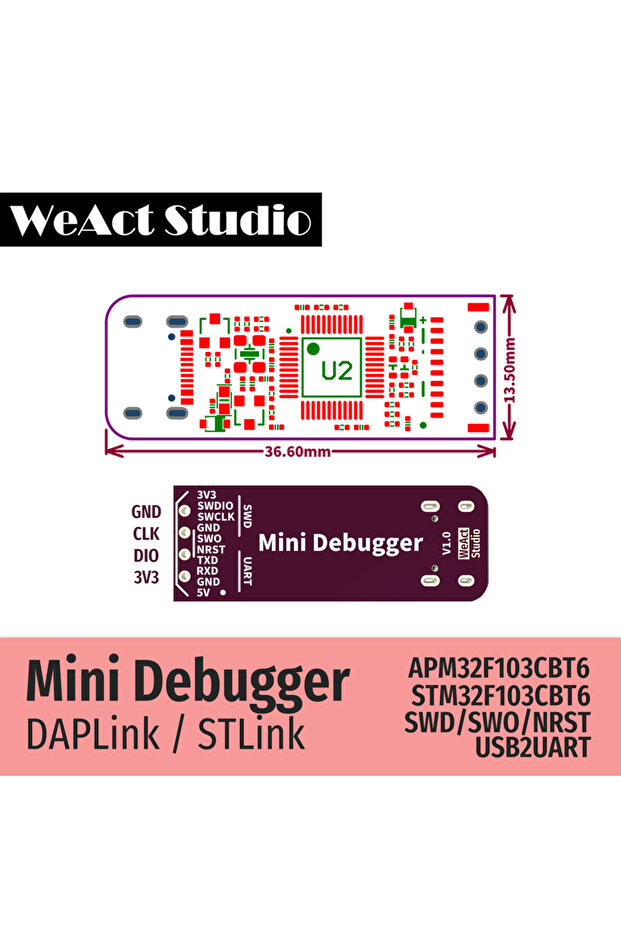 DAPLink-APM32 WeAct Mini Debugger DAPLink STLink V2.1 SWD SWO USB To Uart Module - 5