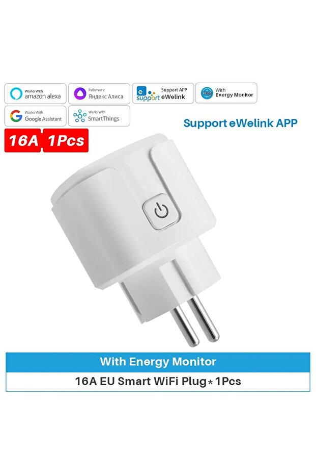 eWelink-16A 2p EU Plug-1Pcs EWelink 16A/20A Smart Plug WiFi EU Socket With Power Monitor Timing Function - 1