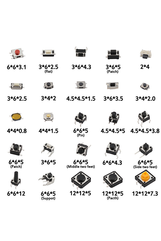 125PCS Assorted Micro Push Button Tact Switch Kit - 25 Types, Including Reset & Mini Leaf Switche... - 1