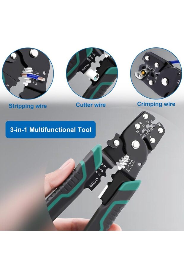 Green Multi-Function Mini Electric Terminal Crimping Pliers With Wire Stripping Cutting Hand Crimpin