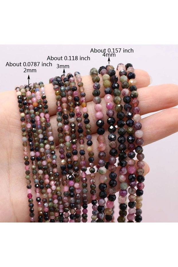 tourmaline 2MM 2/3/4mm Colorful Jasper Faceted Beads Small Natural Stone Loose Spacer Beads for Jewe