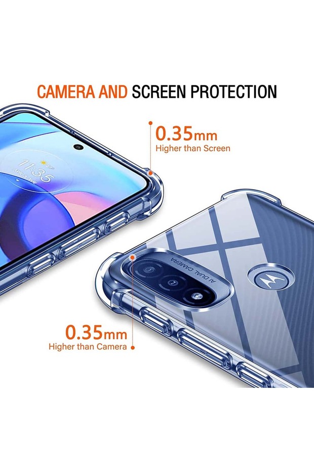 جراب شفاف سميك 1.5 مم مزود بوسادة هوائية لهاتف Moto E20، متوافق مع هواتف Moto E20، E30، E40، E22، E22i، E22s، E32، E32s، E6 Play E - 3
