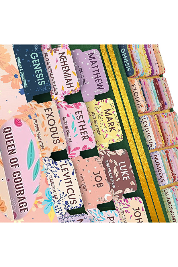 Bible Tabs Pastel Bloom-Soul Nourishing Book Summaries-75 Peel-and-Stick Laminated Bible Tabs for Me