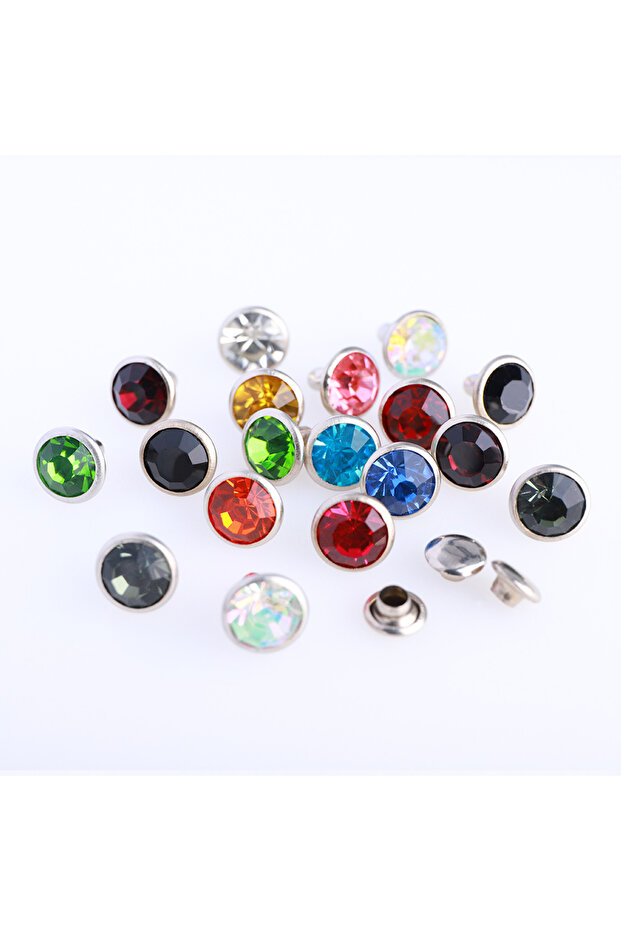 8MM Mix-Color 100Sets 6/8mm Crystal AB Trim Rivets Rhinestone Diamond Studs For DIY Crafts Clothing