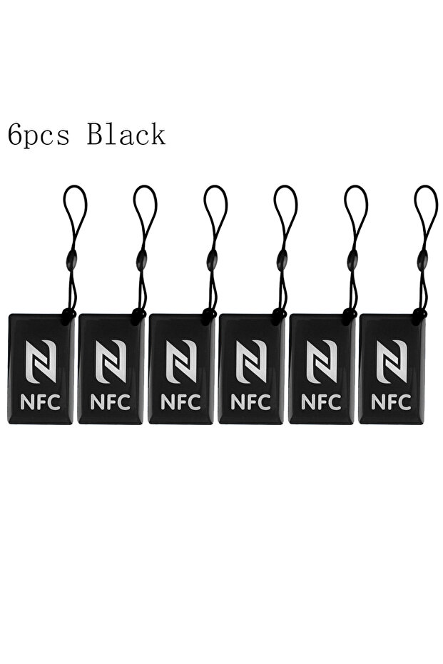 6 قطع سوداء 6 قطع مستطيلة 13.56 ميجا هرتز ISO14443A 144 بايت NFC Ntag213 علامة راتنج إيبوكسي Ntag 213 ذكية