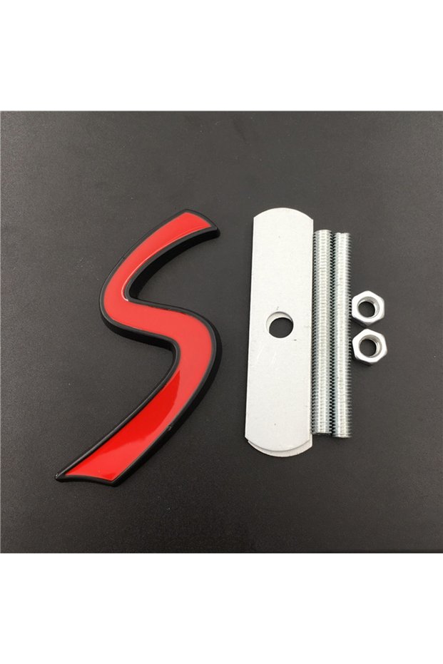 Red Black 3D Metal Letters Car Front Grille Badge Sticker S Emblem Logo For Car S R56 R53 F56 R50 R5