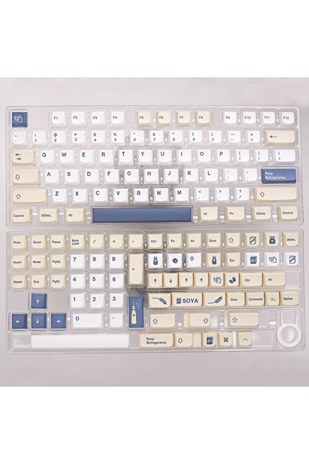 Pack by plastic bag XDA Soy Milk 1 Set XDA GMK Soy Milk Keycaps 144 Keys PBT Keycap Dye Sublimation