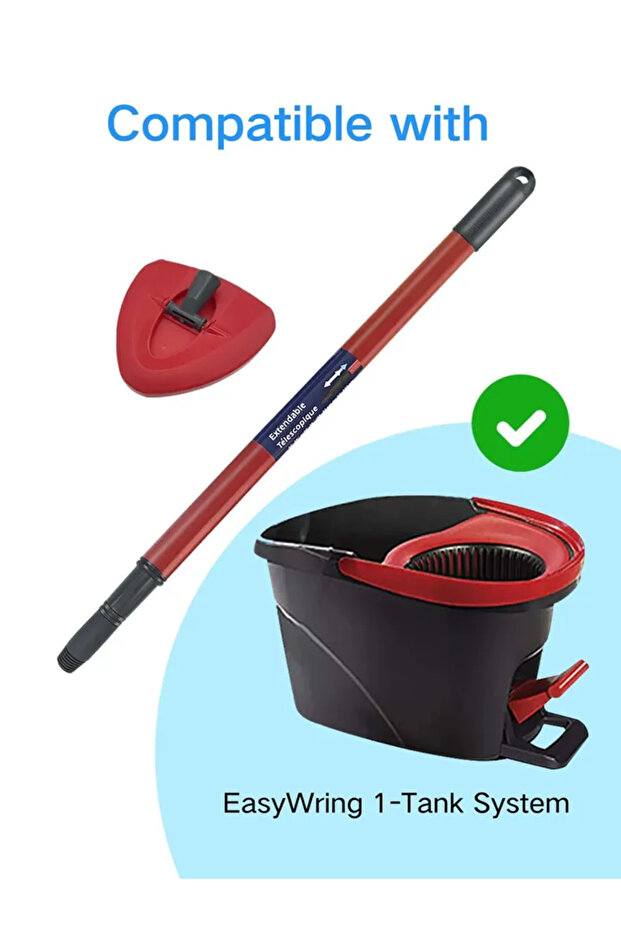 Mop Handle And Base 1*Extendable Spin Mop Handle + 1*Triangle Base Compatible with O-Cedar and Vile - 8
